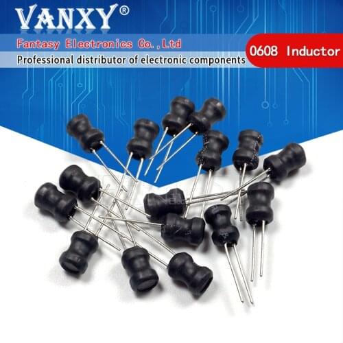 10pcs Unshielded Wirewound DIP power Inductor 0608(6*8mm) 2.2uH 3.3uH 4.7uH 10uH 22uH 33uH 47uH 68uH 100uH I-shaped inductance