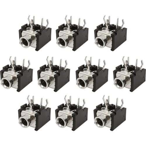 10Pcs PJ-306 3.5mm Female Jack Audio Connector PJ306 5 Pin DIP Stereo Headphone Socket