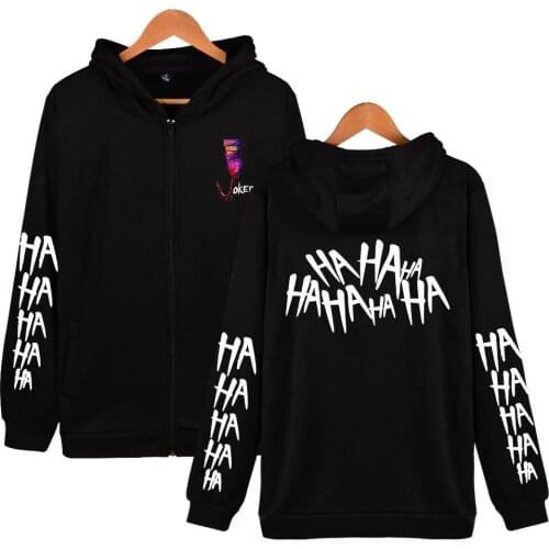 2019 Winter Zipper Hoodies Men Joker printed sweatshirt Warm Fleece jacket trend Joker Boys fashion casual jacket