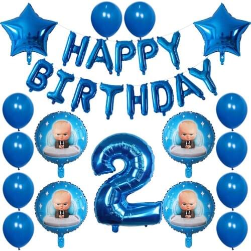 30pcs Baby Boss Foil Balloons 30" Number Baby Balloon Baby Shower 1 2 3st Birthday Party Decoration Helium Air Globos Supplies