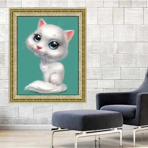 3D DIY Diamond Embroidery Cartoon Diamond Mosaic Cute Cat Picture Diamond Painting Needlework Home Decoration Canvas