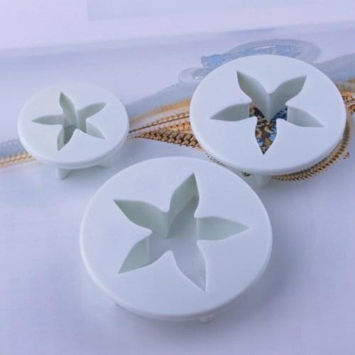 3x 5-petal Flower Fondant Cake Biscuit Sugarcraft Plunger Cutter Craft Mold Tool