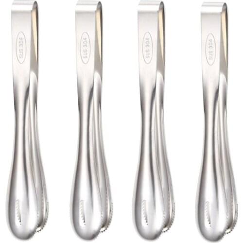 22.5Cm Stainless Steel Food Tongs Creative New Ice Tongs Bread Cake Dessert Barbecue BBQ Steak Tongs, 4PCS