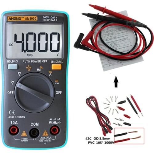 4000 Counts Portable Digital Multimeter LCD Display Auto Range AC/DC Ohm Ammeter Voltmeter Multimeter Meter With Storage Bag X15
