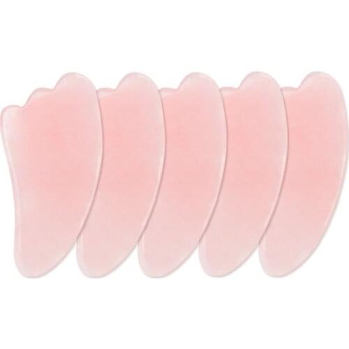 5pcs Rose Quartz Guasha Scraper Jade Board Body Massager Crystal Energy Stone Scraper for Blood Circulation Health Care Tools