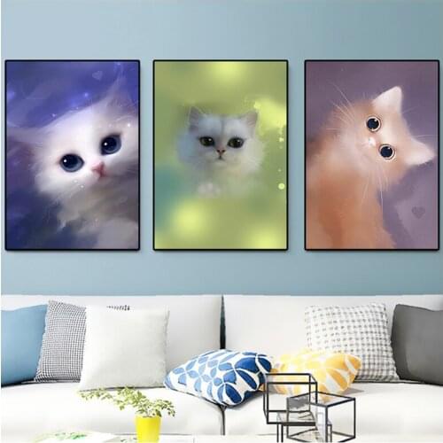 5d Diy Diamond Painting Cute kitten full Square round Home Decoration Mosaic art diamond Embroidery sale full animalsZP-3502