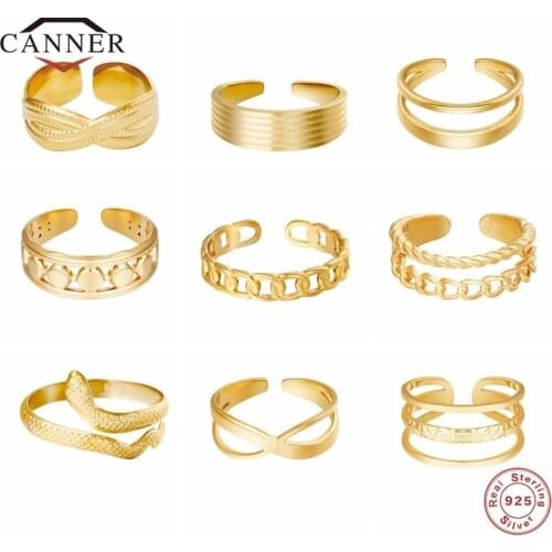 CANNER 2021 New 925 Sterling Silver Niche Retro Luxury Index Finger Open Ring for Women Wedding Engagement Jewelry Rings anillos