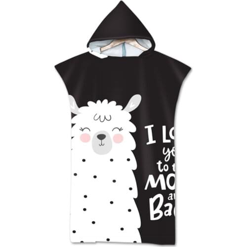 Microfiber Changing Robe Bath Towel Outdoor Hooded Wetsuit Print Elephant Beach Towel Poncho Bathrobe Cloak For Adult Swimming