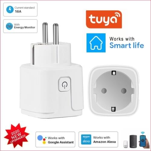 16A Smart Wifi Plug EU With Power Monitor Smart Home Wireless Socket Outlet Timer Plugs Works With Alexa Google Home Tuya App