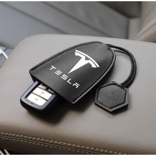 1Pcs PU Leather Car Key Case Key Dustproof Accessories For Tesla Model 3 Model X Model S