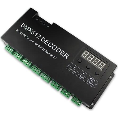 DMX 512 Decoder with Digital Display 6 grouds 24 channels led Decoder rgb DMX 512 decoder for rgb led strips light DC5-24V