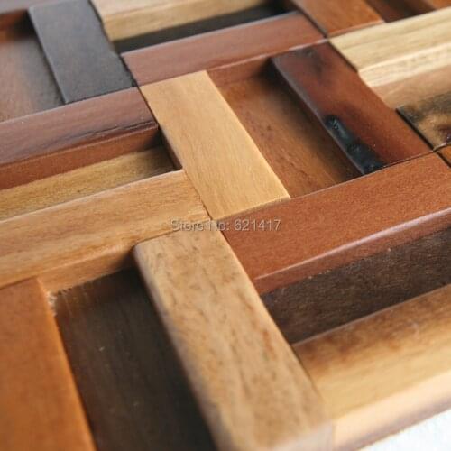 Ship wood natural 3d ancient old boat wooden mosaic tiles wall decoration materials HMWM1004 for backsplash kitchen wall