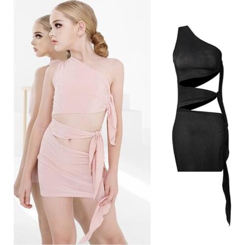 Latin Dance Clothes For Kids Girls Hollow Bandage Strapless Dress Latin Dance Practice Wear Summer Performance Costume DNV14943