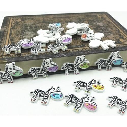 DIY 100pcs Cartoon animal buttons Wooden Mixed color zebra buttons Sewing Scrapbooking 29mm