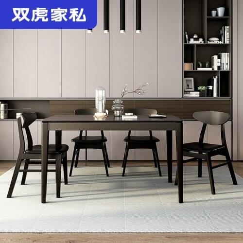 Double tiger furniture Nordic style dining and chair combination rectangular one table six chairs modern light luxury