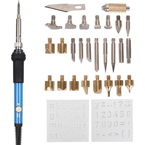 28 in 1 Electric Soldering Iron Carving Pyrography Tool Wood Burning Kit 60W 220-450 C Temperature Adjustable Soldering Iron
