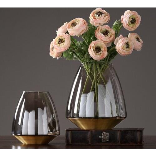 European modern concise transparent glass vase Creative fashion home living room inserting flower device home decor