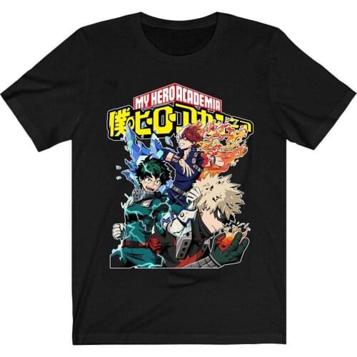 My Hero Academia T-Shirt Men Cotton T Shirt Deku Bakugou Shoto Clothes Anime Tops Tees