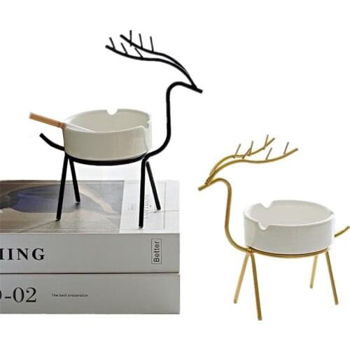 Creative Iron Peacock Elk Ashtray Metal Deer Crafts Figurines Decoration Animal Miniatures Model Modern Home Decor