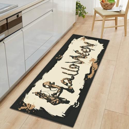 Halloween Pattern Kitchen Carpet Doormats Soft Entrance Door Mat Flannel Bath Mats Rugs for Living Room Bedroom Bathroom