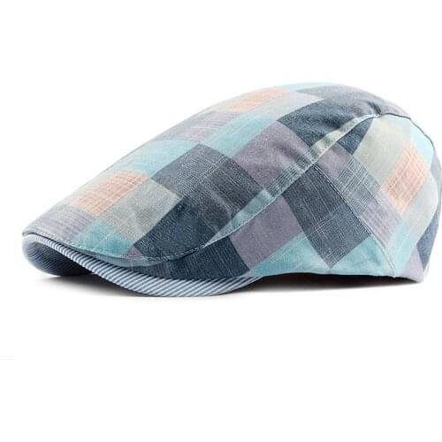 2021 Mens Hat Spring and Summer New Fashion Peaked Cap Unisex British Plaid Beret Outdoor Leisure Forward Hat