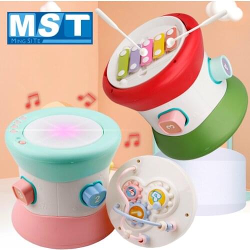 3 in 1 Early Educational Creative Child Hand Drums Pat Drum Set Musical Instruments 6-12 Months Baby Toys With Lights Music Toys