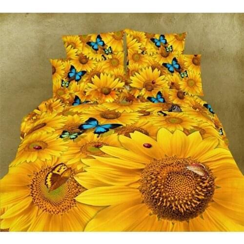 Pastoran Sunflower 100% Cotton Art Golden painting 4pcs King home Bedding set Duvet Cover Set