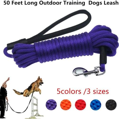 50 Feet Long Pet Leash Nylon Solid Outdoor Training Dog Leash Durable Long Dog Tracking Leashes For Medium Large Dog Supplies