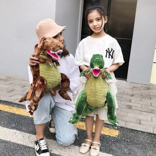 2021 New Fashion Children Backpacks Cool Cartoon Dinosaur Bag Plush Bag Breathable Wear Resistant Anti Theft and Anti Knock