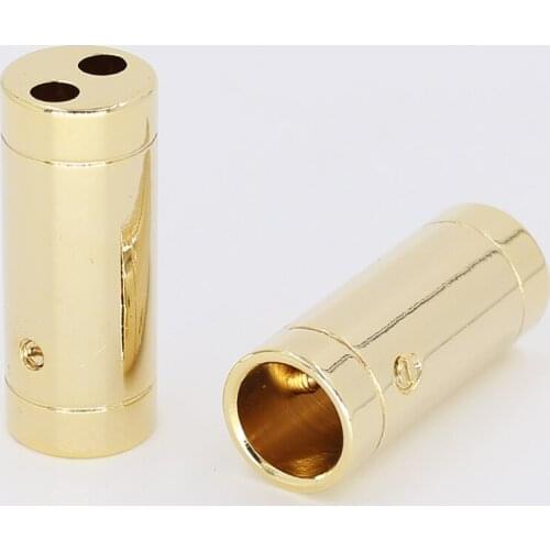 New 4 pcs Gold Plated Speaker Cable Audio Cable Wire Pants Boots Y splitter 1 to 2 10MM Cable Pants