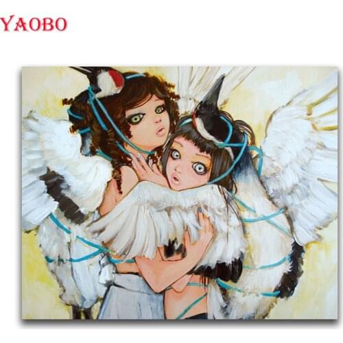 Full Square Diamond Painting Cartoon Angel Girl Diamond Embroidery Sale Cross Stitch Rhinestones Mosaic Home Decoration