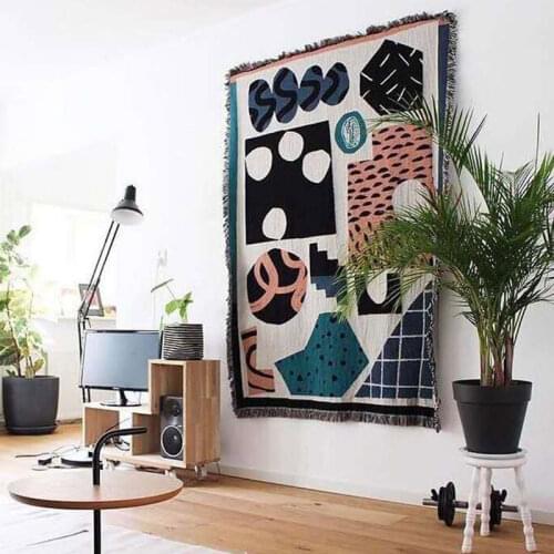 Nordic INS Simple Cotton Geometric Decorative Blanket Leisure Blanket Sofa Towel Carpet Cover Blanket Single Tapestry Sofa Mat
