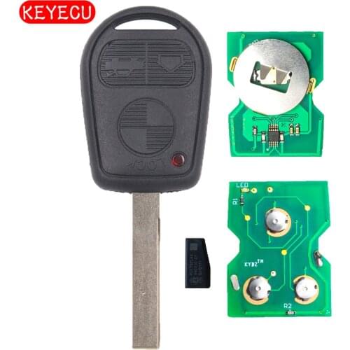 Keyecu EWS Can Adjustable Frequency 3 Button Remote Key Fob 433MHz ID44 Chip for Old BMW 3 5 7 X5 X3 Z4 E38 E39 E46 HU92