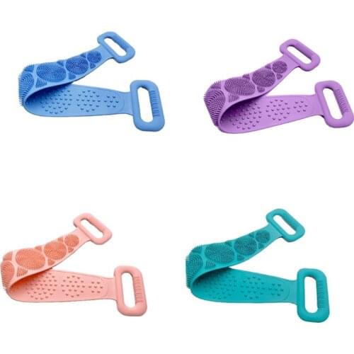 Silicone Bath Body Brush, Exfoliating Long Silicone Body B ack Scrubber, Easy to K0AB