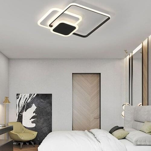 Modern LED living room bedroom study room ceiling lamp restaurant corridor cafe black and white square chandelier