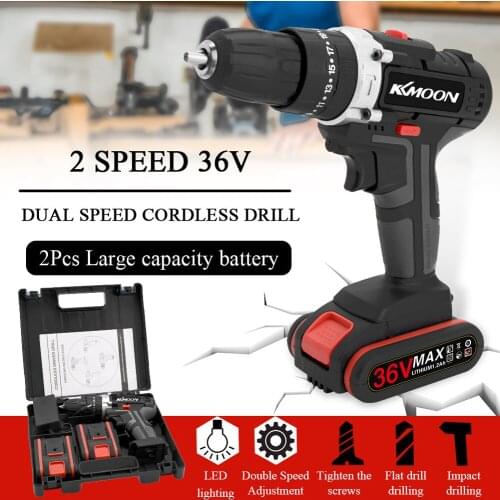 36V Impact Electric Drill Cordless Electric Screwdriver Rechargeable Lithium Battery Mini Electric Drill Home DIY Power Tools