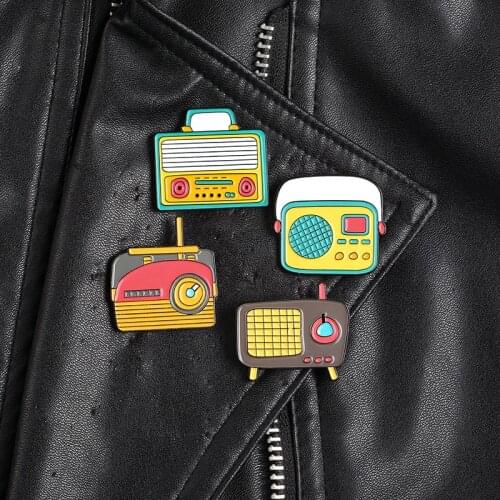 Vintage classic radio enamel Pin Cartoon Portable walkman Badge Brooches Denim jackets Shirt bag Lapel pins Jewelry woman gift