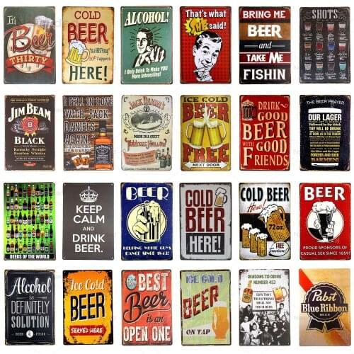 Vintage Beer Metal Sign for Bar Home Wall Decor Signs Retro Metal Poster Tin SignClub Man Metal Signs Retro Metal Poster