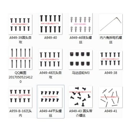 Wltoys A959 A969 A979 K929 A959-B A969-B A979-B K929-B Rc Car Spare Parts screw parts + tool