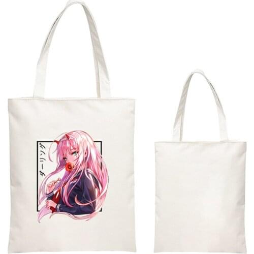 Darling In The Franxx Shopper Bag Anime Cosplay Zero Two Cute Sweet Print Canvas Handbag Casual Women Girl Shoulderbag 2021