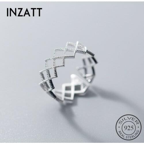 INZATT Real 925 Sterling Silver Minimalist Geometric Opening Ring For Elegant Women Party Fine Jewelry Classic Accessories Gift