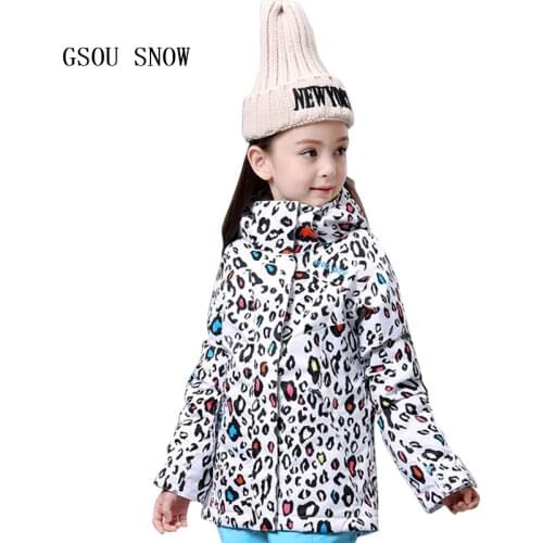 GSOU SNOW Children Hoodie Ski suit Winter Warmth Snow Coats Windproof Waterproof keep warm Outdoor Girls Snowboard Ski jackets