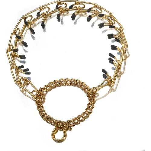 Gold training dog chain adjustment large dog chain stimulate big dog Collar chrome metal Train stimulation pet necklace collars
