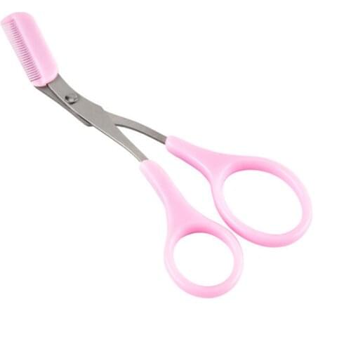 1pc Eyebrow Trimmer Scissors Stainless Steel Washable Shaver with Comb Removable Eyelash Eyebrow Shaver Cosmetic Makeup Supplies