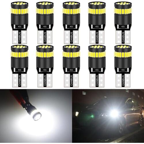 10pcs T10 W5W led Canbus light Bulbs 194 168 Super bright No Error car LED Car Interior Reading Parking Lights bulbs White 12V