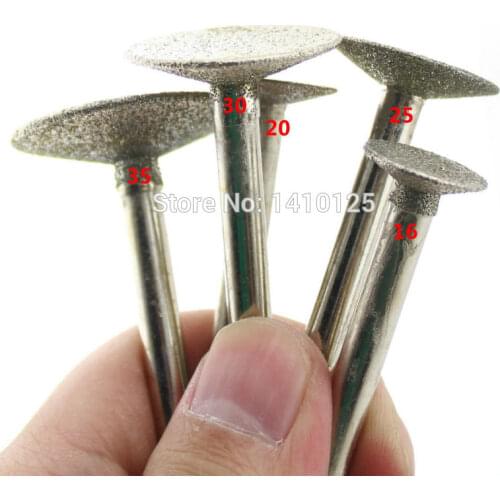16 20 25 30 35 mm NAIL HEAD SHAPE Diamond Grinding Needle Bit Mounted Point Carving Tools Shank 6mm 1/4" for Gemstone Jewelry