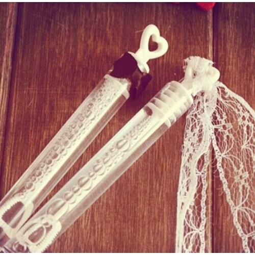 24pcs Love Straw Bubble Water Marriage Back Peach Heart Toys Bubble Water Tubes For Birthday Wedding Gifts+lace+Bow