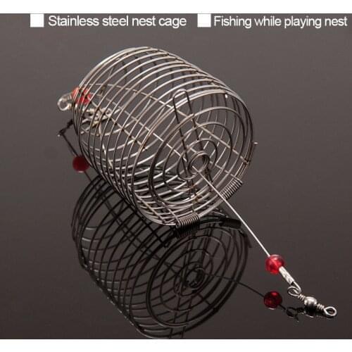 3 Size Small Bait Cage Fishing Trap Basket-Feeder Holder Stainless Steel Wire Fishing Bait Cage Fishing Bait Fishing Gear