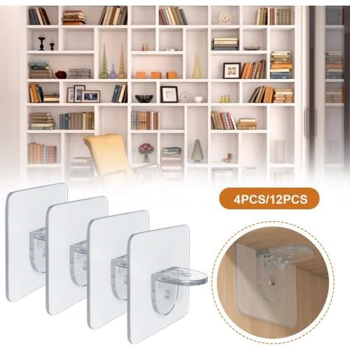 4/12pcs Adhesive Shelf Support Pegs Punch-free Clear Closet Cabinet Shelf Pegs Wall Hangers For Kitchen Cabinet Furniture