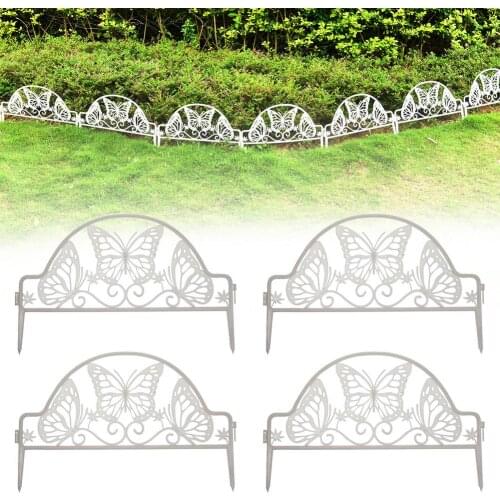4PCS Outdoor Plastic Picket Fence Spliced Disassembled Wedding Garden Lawn Border Edging Butterfly Trim Fence Decoration